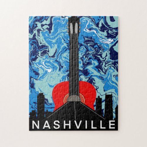 Nashville Skyline Guitar Poster Jigsaw Puzzle