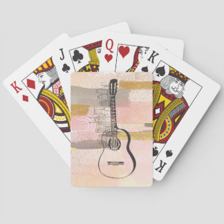 Nashville Skyline Guitar Watercolor Design Poker Cards