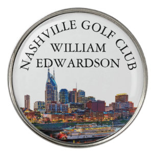 Nashville Skyline Personalized Golf Club Name Ball Marker