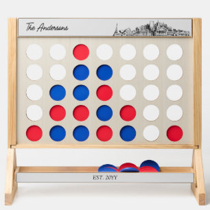 Nashville Skyline Personalized Wedding Lawn Game Fast Four