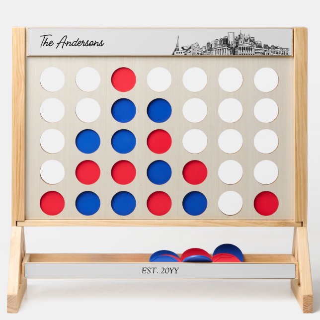 Nashville Skyline Personalized Wedding Lawn Game Fast Four (Front)