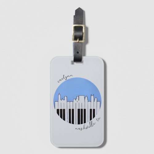 Nashville Skyline Piano Music Record Luggage Tag
