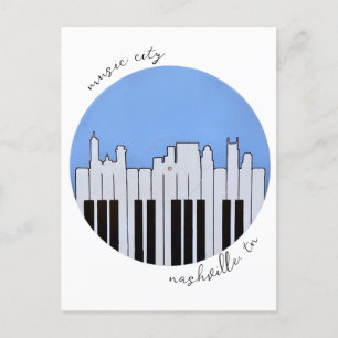 Nashville Skyline Piano Music Record Postcard