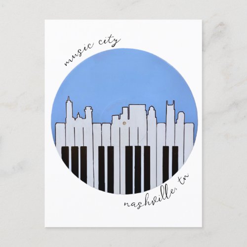 Nashville Skyline Piano Music Record Postcard