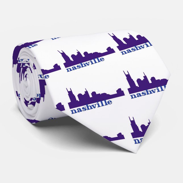 Nashville Skyline Purple Neck Tie (Rolled)