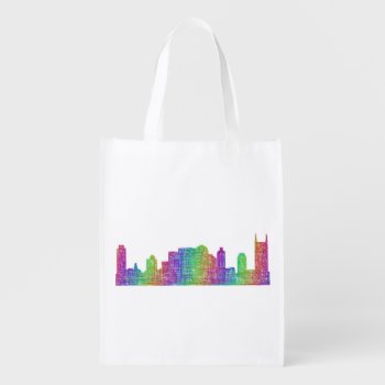 Nashville Skyline Reusable Grocery Bag by ZYDDesign at Zazzle
