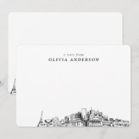 Nashville Skyline Sketch Personalized Note Cards