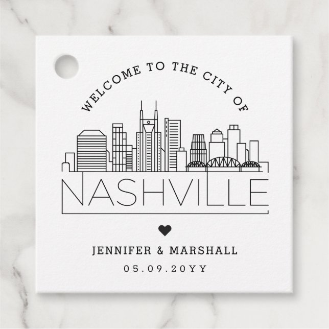 Nashville Skyline | Wedding Welcome Favor Tags (Front)