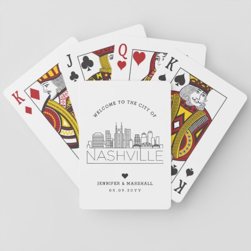 Nashville Skyline  Wedding Welcome Message Playing Cards