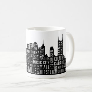 Nashville Skyline Words Coffee Mug