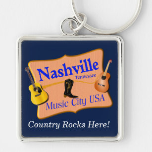 Collectible Souvenir Guitar Shaped Keychain From Nashville TN 