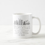 Nashville Stylized Skyline | Custom Slogan Coffee Mug<br><div class="desc">A unique coffee mug representing the beautiful city of Nashville, Tennessee. This mug features a stylized illustration of the city's unique skyline with its name underneath. Underneath the city name is a spot for your unique slogan or statement about your favorite city. You can utilize the customization function to change...</div>