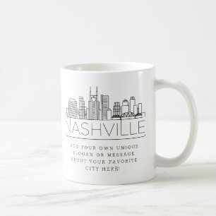 Nashville Stylized Skyline Custom Slogan Coffee Mug