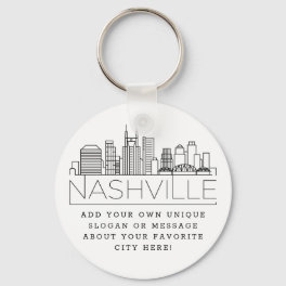 Nashville Stylized Skyline Custom Slogan Keychain
