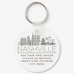 Nashville Stylized Skyline | Custom Slogan Keychain