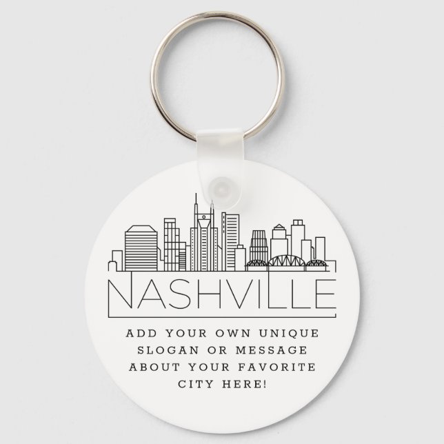 Nashville Stylized Skyline | Custom Slogan Keychain (Front)