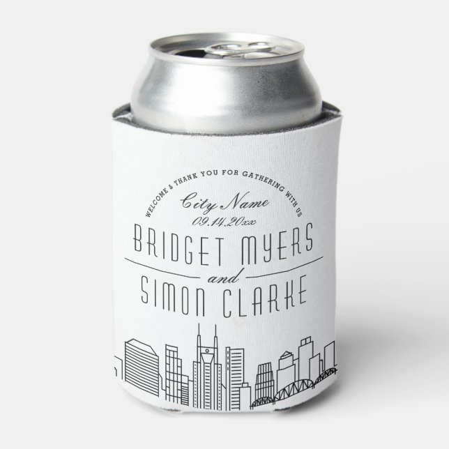 Nashville Stylized Skyline | Wedding Can Cooler (Can Front)