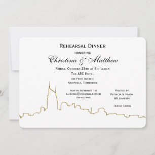 Nashville Tenn Skyline Outline Rehearsal Dinner Invitation