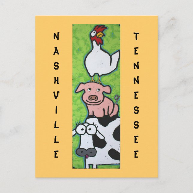Nashville, Tennessee barnyard trio postcard (Front)