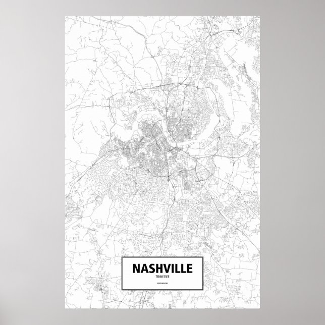 Nashville, Tennessee (black on white) Poster (Front)