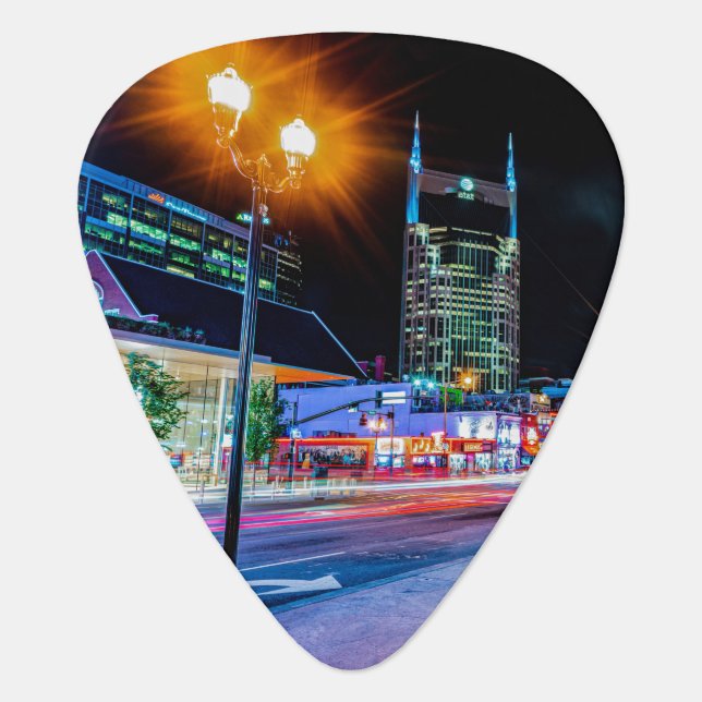 Nashville Tennessee Broadway Lights - Guitar Pick (Front)