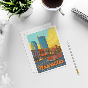 Nashville, Tennessee   Broadway Sunset Postcard