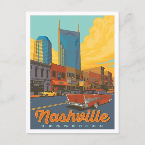 Nashville Tennessee  Broadway Sunset Postcard
