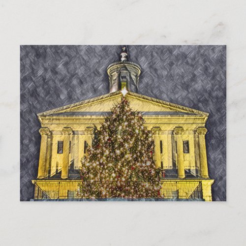 Nashville Tennessee Capitol Christmas Tree night  Postcard