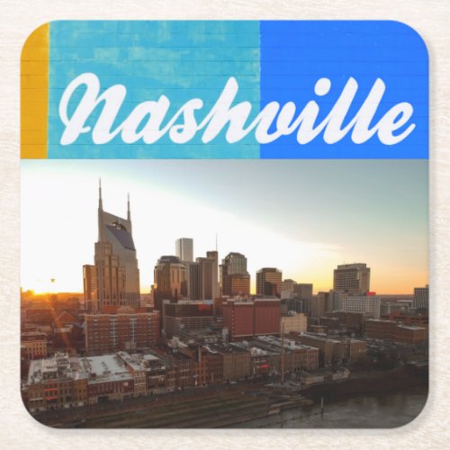 Nashville Tennessee City Scape Beautiful Square Paper Coaster