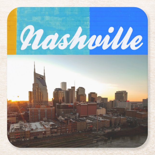 Nashville Tennessee City Scape Beautiful Square Paper Coaster (Front)