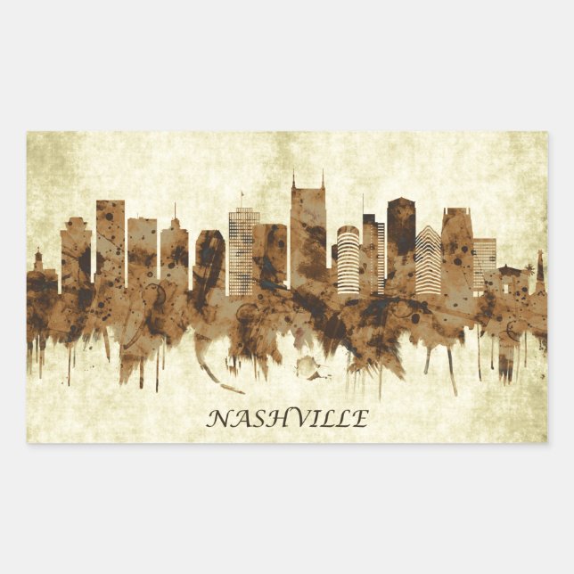 Nashville Tennessee Cityscape Rectangular Sticker (Front)