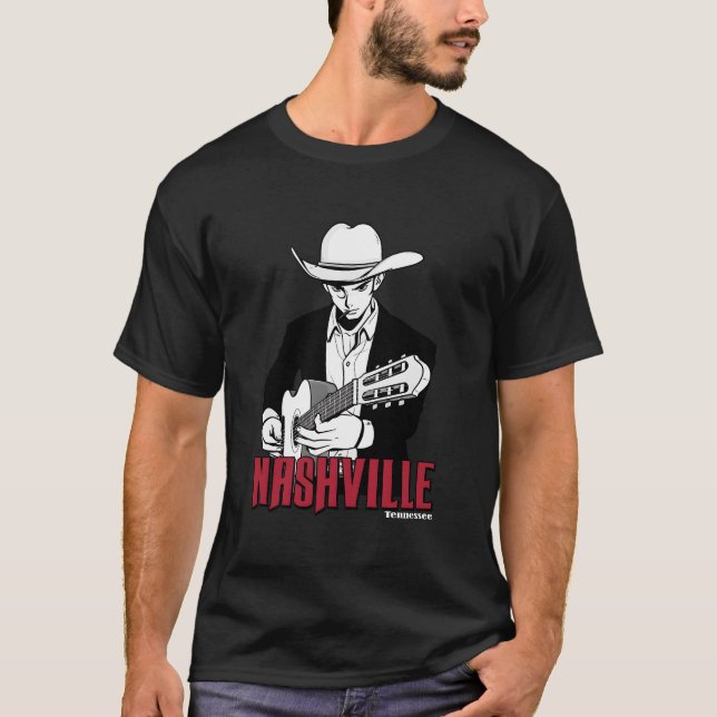Nashville Tennessee Country City Cow Music Guitari T-Shirt (Front)
