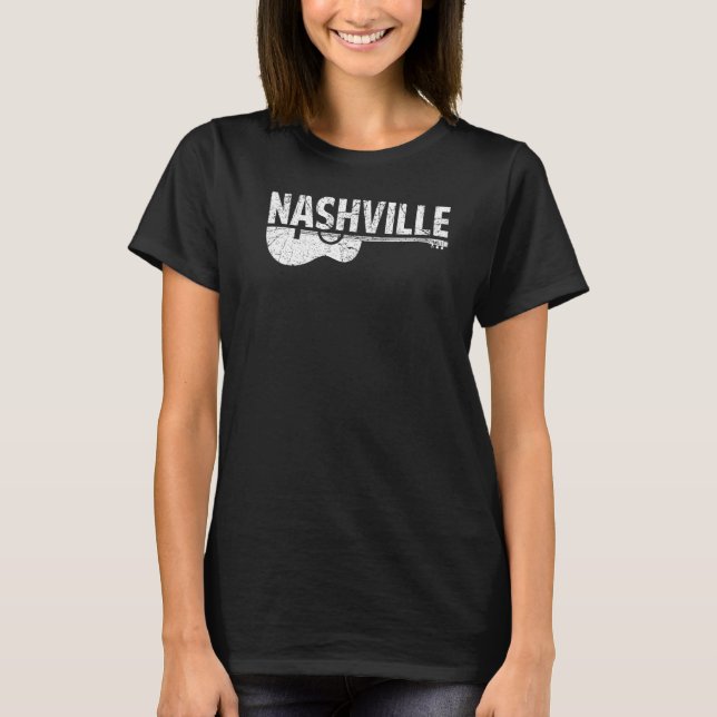 Nashville Tennessee Country Music  Retro Guitar Pl T-Shirt (Front)
