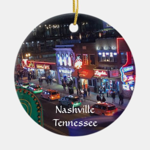 Nashville Tennessee Downtown Honky Tonks Ceramic Ornament