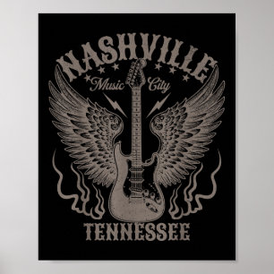 Nashville Tennessee Guitar Country Music City Wome Poster