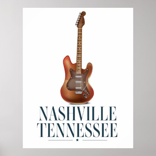 Nashville Tennessee Guitar travel poster