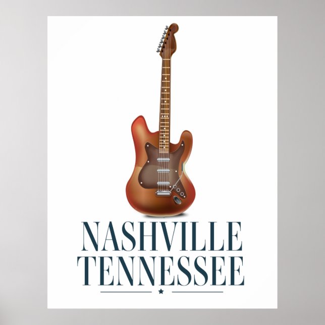 Nashville Tennessee Guitar travel poster (Front)