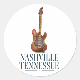 Nashville Tennessee Guitar travel poster Magnet Classic Round Sticker