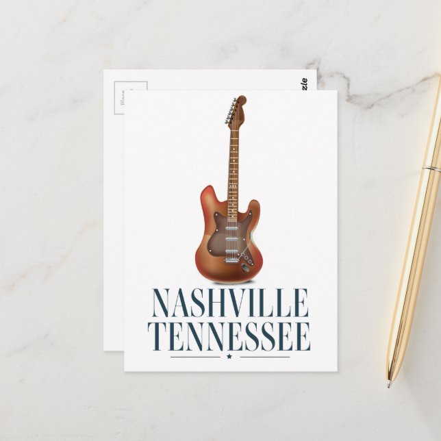 Nashville Tennessee Guitar travel poster Postcard (Front/Back In Situ)