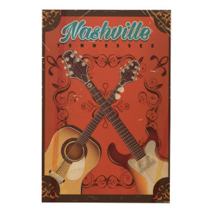 Nashville, Tennessee Guitar vintage travel poster