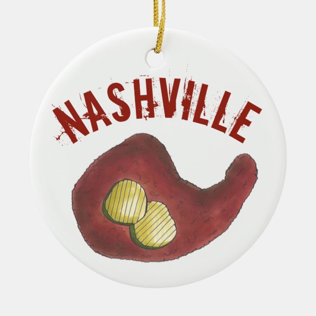 Nashville Tennessee Hot Chicken Barbecue BBQ Leg Ceramic Ornament (Front)