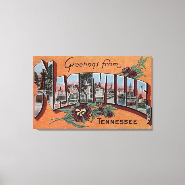 Nashville, Tennessee - Large Letter Scenes Canvas Print (Front)