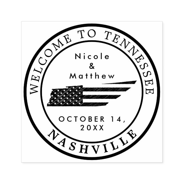 Nashville Tennessee Map Minimalist Wedding Welcome Rubber Stamp (Imprint)