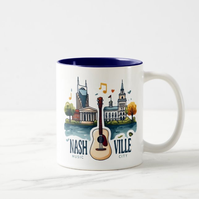 Nashville Tennessee Music City Two-Tone Coffee Mug (Right)