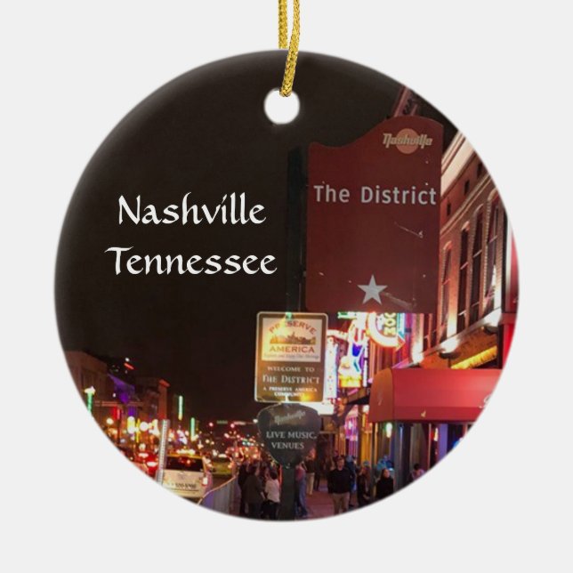 Nashville Tennessee Music Row Downtown Ceramic Ornament (Front)