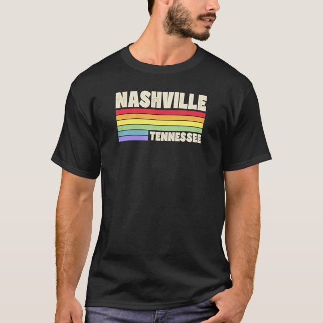 Nashville Tennessee Pride Rainbow Flag Gay Pride M T-Shirt (Front)
