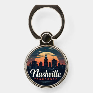 Nashville Tennessee retro Skyline  Phone Ring Stand