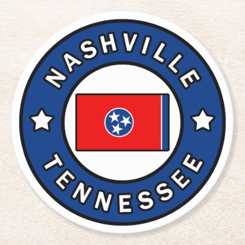 Nashville Tennessee Round Paper Coaster