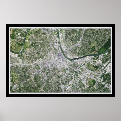Nashville Tennessee Satellite Poster Map
