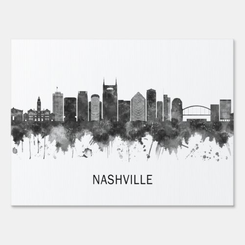 Nashville Tennessee Skyline BW Sign